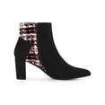 thumbnail image 3 of BLISSFUL STEP Women's Pointed Toe Plaid Block Heels Ankle Boots Black 10, 3 of 7