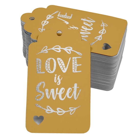 Inkdotpot Love Is Sweet Wedding Bottle Tag Real Silver Foil Favor Hang Tags 50 Pcs