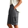 thumbnail image 7 of VBVC Women's Adjustable Elastic Waist Cargo Shorts , Summer Hiking Athletic Shorts For Women , Ladies' Knee Length Bermuda Shorts with Multi Pockets,Gray,S-3XL, 7 of 7