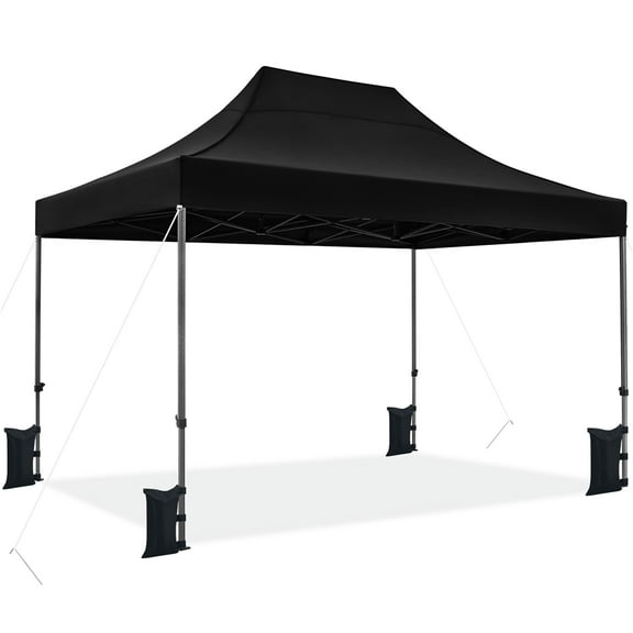 Topeakmart 15 x 10 FT Pop-up Commercial Canopy with Adjustabale Height, Black