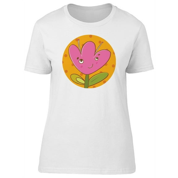 Cute Happy Tulip Flower Cartoon T-Shirt Women -Image by Shutterstock, Female x-Large