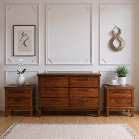 New Classic Furniture Cagney 3-Pc Wood Bedroom Set with Dresser in Chestnut New Classic Furniture Cagney 3-Pc Wood Bedroom Set with Dresser in Chestnut