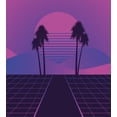 thumbnail image 3 of Synthwave Duvet Cover Set, Abstract 80's Dreamy Art Sunset Palm Trees and Checks Illustration, Decorative 3 Piece Bedding Set with 2 Pillow Shams, Calking Size, Dark Purple and Violet, by Ambesonne, 3 of 3
