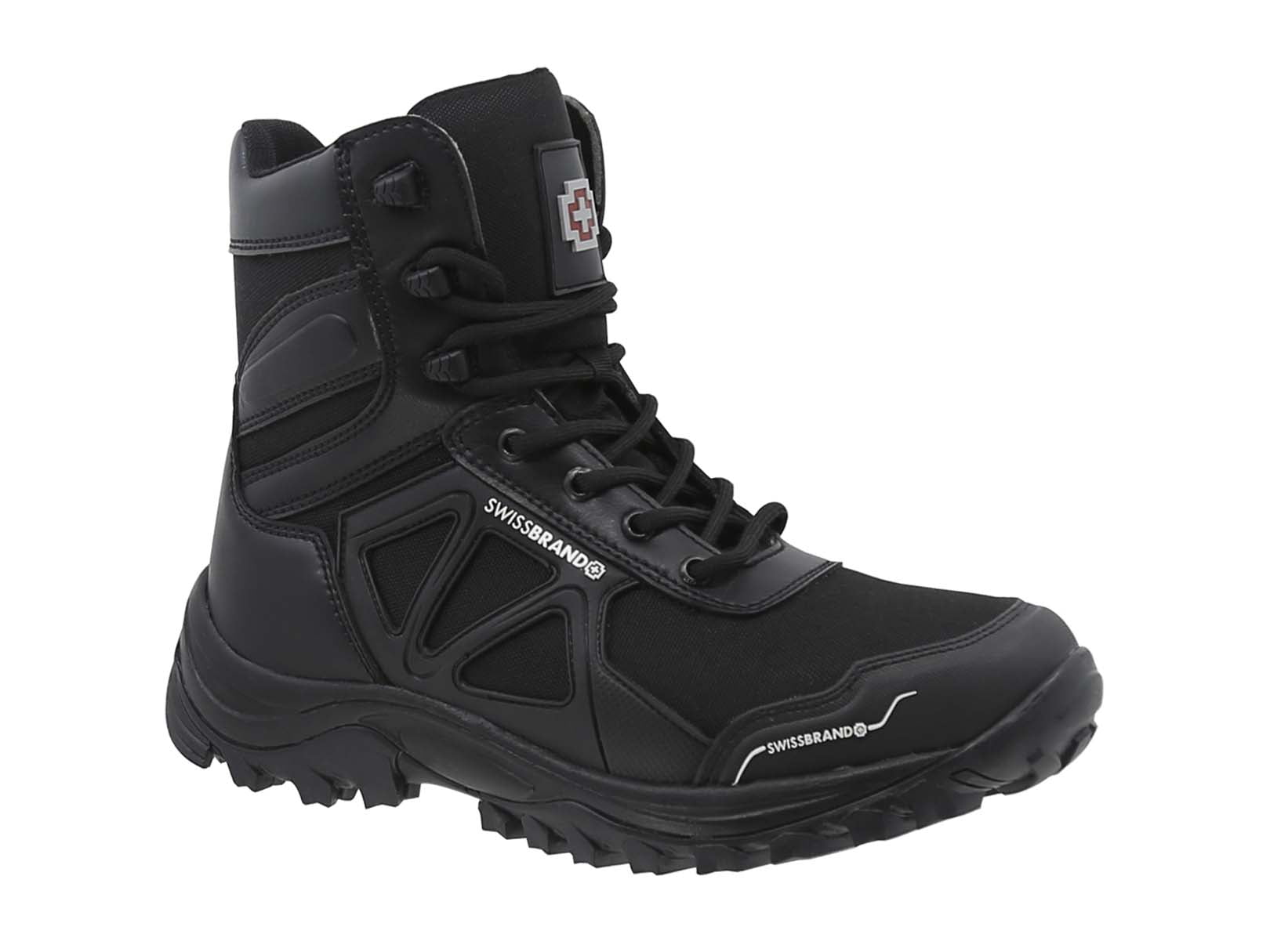 Bota Táctica Swissbrand Uzwil 990 color Negro Caña alta para