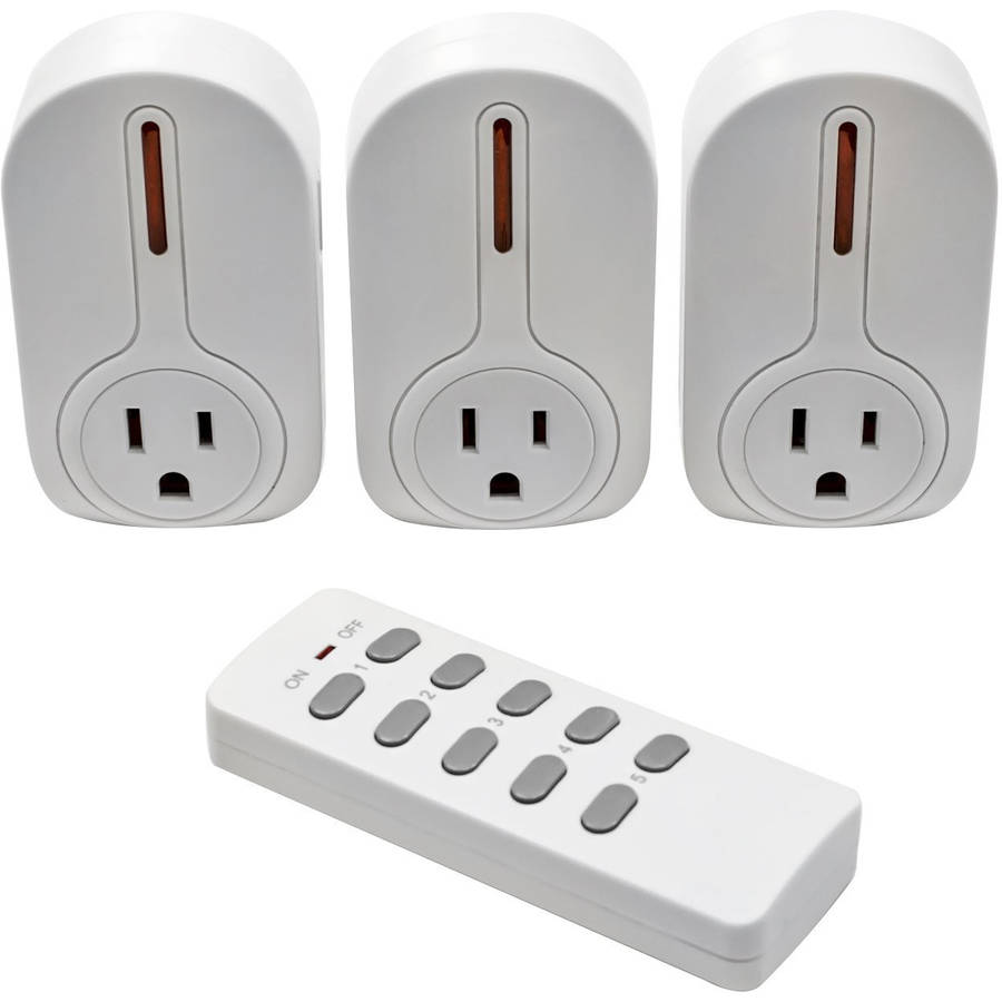 LED Concepts Wireless Remote Control Outlet Switch Set, 3 Outlet