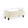 thumbnail image 4 of Storage Ottoman Bench, End of Bed Bench Bedroom Bench with Armrest, Built-in Nails Trim, Storage Bench for Bedroom in Velvet, Ottoman Bench for Living Room, Entryway, Dining Room, Hallway, Cream, 4 of 9