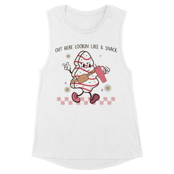 Lookin' Like a Snack Christmas Women's Muscle Tank Large White