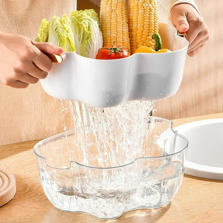 

solacol Vegetable Basket - Vegetable Basket Strain Wash and Vegetables Fruit Multi Function Kitchen Vegetable Washing Basketstrainer & Soaking Bowl Fruit Bowl & Vege
