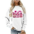 thumbnail image 4 of Penkiiy Valentine's Day Women Long Sleeve Crewneck Sweaters Cute Gnome Graphic Casual Pullover Sweatshirt M White, 4 of 5