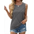 thumbnail image 3 of Fantaslook Summer Tank Tops for Women Pleated Crewneck Casual Sleeveless Tops Dressy Shirts, 3 of 8