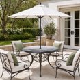 thumbnail image 2 of Round Outdoor Tablecloth with Umbrella Hole and Zipper, Black Grey Ombre Tablecloth with Elastic Waterproof, Summer Beach Ocean Waves Coastal Patio Table Covers for 31" - 35" Picnic Pool Tables, 2 of 9