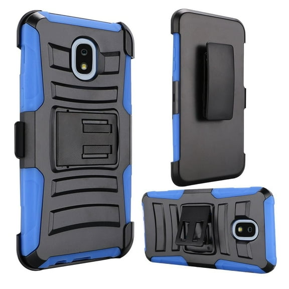 GSA Hybrid Kickstand Case Holster For Samsung Galaxy J7 (2018), J737-Black/Blue