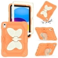 thumbnail image 2 of FJLBDE Case for iPad (A16) 11th Gen 2025/10th Gen 2022 10.9 Inch with Butterfly Stand, Shockproof Protective Tablet Cover with Pencil Holder Shoulder Strap for Kids Girls, Beige Orange, 2 of 7