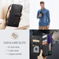 thumbnail image 4 of for Samsung Galaxy A22 5G Case, Wallet Case with Card Holder Kickstand Magnetic Zipper Pocket Lanyard Strap Wristlet,Leather Flip Case Wallet for Samsung Galaxy A22 5G,Black, 4 of 10