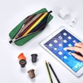 thumbnail image 7 of Cauagu Christmas Green Print Leather Pencil Pen Case - Stationery Bag Portable Stationery Bag Big Capacity Pencil Pouch Cosmetic Organizer Bag for Men & Women, 7 of 7