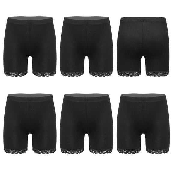 TiaoBug Kids Girls 6 Pack Cotton Lace Shorts Dance Gymnastics Yoga Athletic Bike Shorts Safety Shorts Black 170