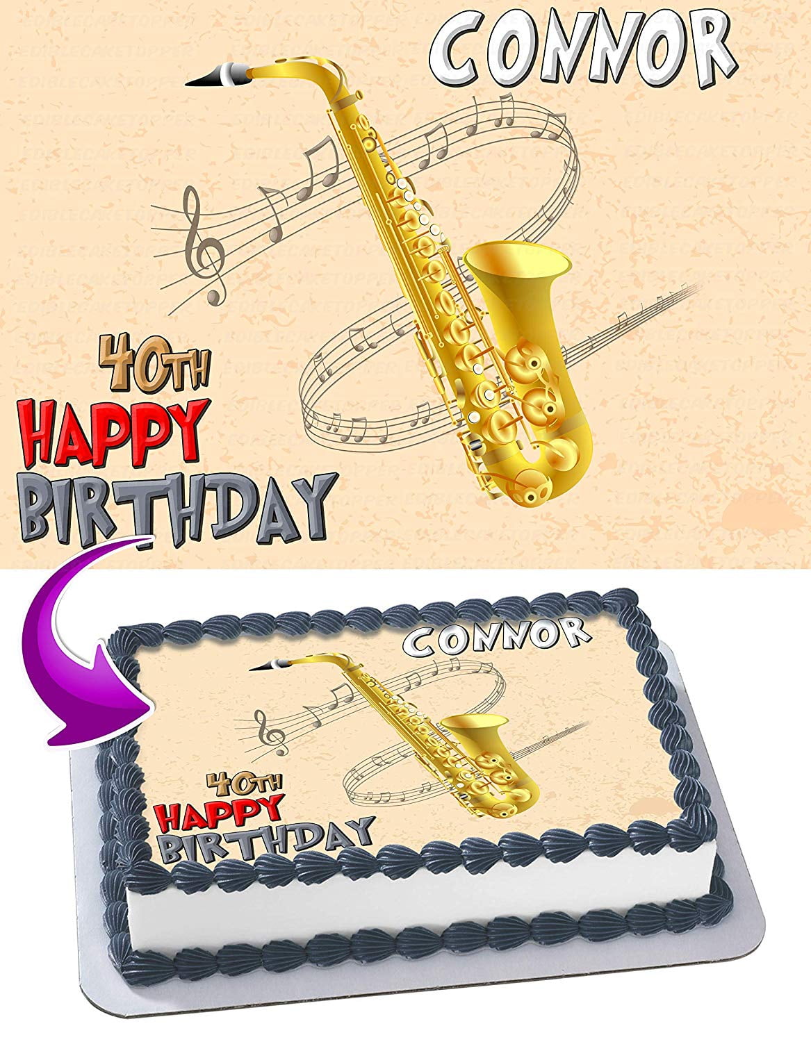 Amazon.com: Saxophone Happy Birthday Cake Topper Black Gold Glitter  Saxophone Musical Music Notes Cake Decorations Music Lovers Band Themed  Birthday Party Supplies for Musician : Grocery & Gourmet Food