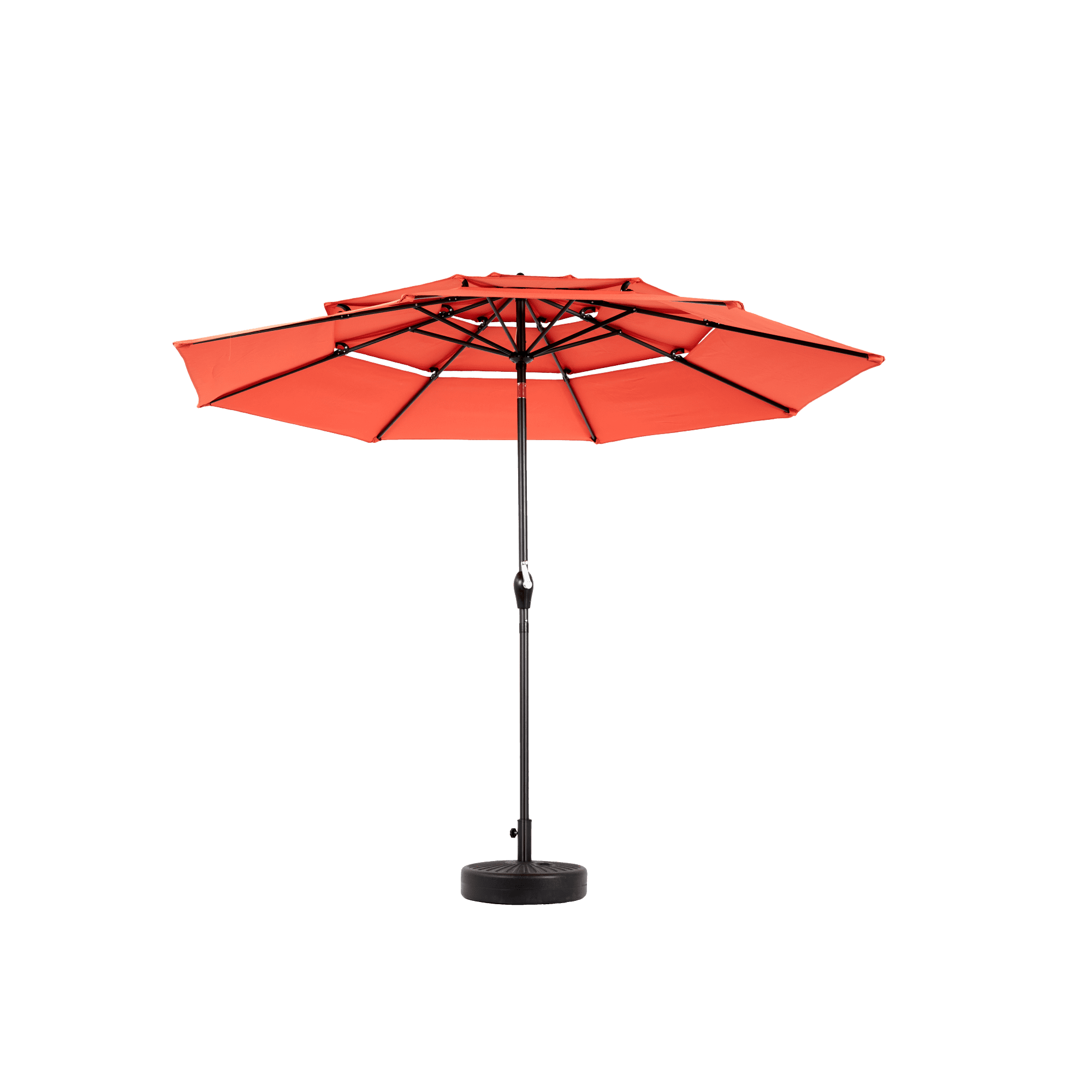 Leumius 10ft Outdoor Patio Umbrellas for Outside,3 Tier Auto-tilt Vented Market Table Umbrella for Backyard, Deck, Garden,Orange(Base Not Included)
