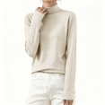 thumbnail image 2 of HAiming Womens Tops Mock Neck Long Sleeve Solid Color Casaul Pullover Blouse Fall Winter Trendy Clothes, 2 of 7
