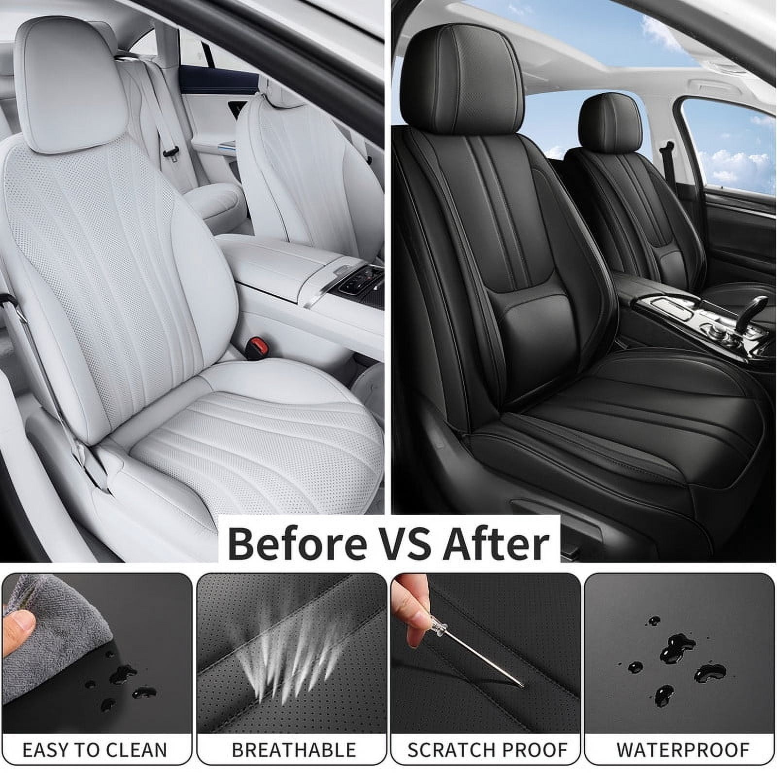 Car Seat Covers Full Set for Nissan Kicks 2018-2025,Breathable Faux Leather Luxury Automotive Interior Accessories with Lumbar Support Black