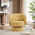 thumbnail image 3 of Miekor Furniture 360 Degree Swivel Sherpa Accent Chair Modern Style Barrel Chair with Toss Pillows for home office, living room, bedroom, Yellow W5U040, 3 of 9