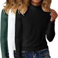 thumbnail image 2 of Comdrip Undershirts for Women, 3 Pack Womens Tops Mock Neck Soft Long Sleeve Shirts Fall Clothes Casual Shirts Basic Tee Basics Tops Green 3XL, 2 of 5