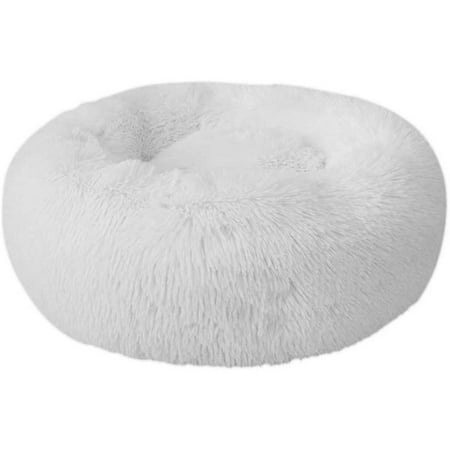 Pet Bed for Cats and Dogs Round Plush Dog Bed Donut Shaped Cat Bed ...