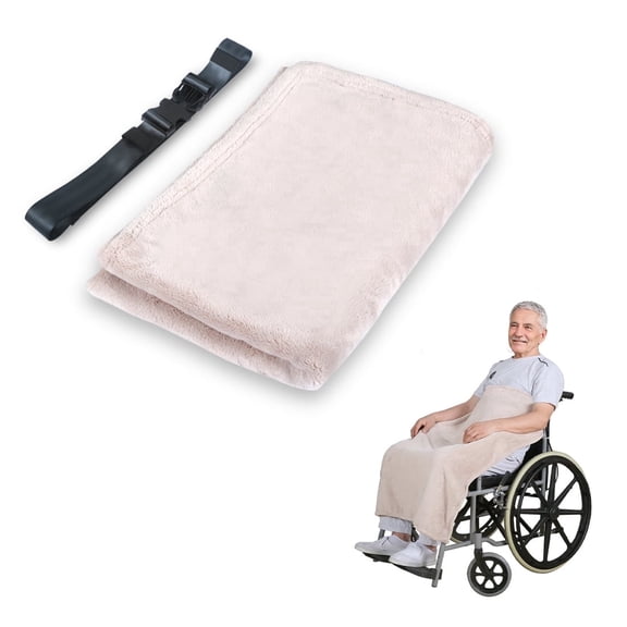 EHUELDER Wheelchair Lap Blanket with Adjustable Harness, Anti-Slip Fleece Blanket for Elderly Adults, Convertible Poncho Scarf, Lightweight Khaki