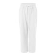 thumbnail image 6 of vigerkar Women's Casual Pants Drawstring Elastic Waist Pants Flowy Wide Leg Beach Trousers with Pockets White, 3XL, 6 of 9