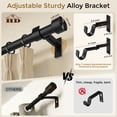 thumbnail image 2 of HEI DEAR 1" Adjustable Black Curtain Rod Heavy Duty 36-144" with Solid Aluminum Finial, 2 of 9