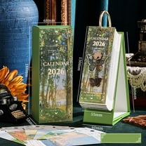 2026 Desk Calendar Vintage Oil Painting Design One Page A Day Tear Off Pad with Gold Foil Stand Office Desk Organizer Countdown Planner for Home Office Decor and Gift Idea