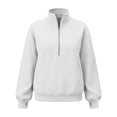 thumbnail image 6 of Dgankt Women's Half Zip Hooded Pullover Sweatshirt Long Sleeve Drop Shoulder with Side Pockets, 6 of 7