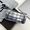 thumbnail image 5 of Wrapables Large Capacity Pencil Case, Portable Pencil Pouch for Stationery Office Supplies, Plaid Blue, 5 of 6