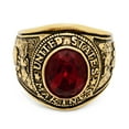 thumbnail image 3 of Men's Large 14k Yellow Gold Plated Ruby Red Cubic Zirconia Domed Military (Air Force) Military Ring, Size 7 + Gift Box, 3 of 7