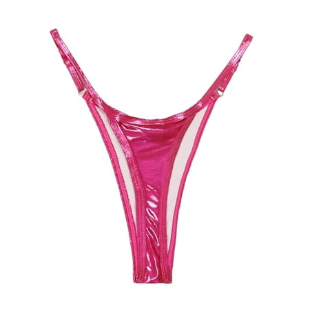 alcepopk Thong for Women Cotton Underwear Low Rise Panties Woman Thongs(Hot Pink S)