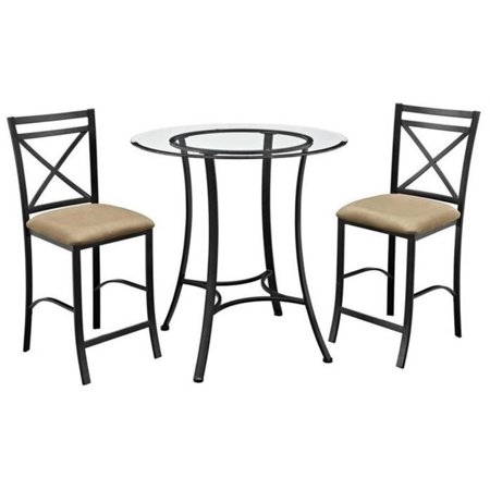 Pemberly Row 3 Piece 36 Round Glass Top Counter Height Dining Set