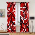 thumbnail image 2 of Kitchen Curtains 84 Inch Length 2 Panels, Red Geometric Grommets Window Treatment Curtain, Modern Abstract Black White Striped Lines Thermal Curtains Drapes for Living Room/Bathroom, 2 of 9