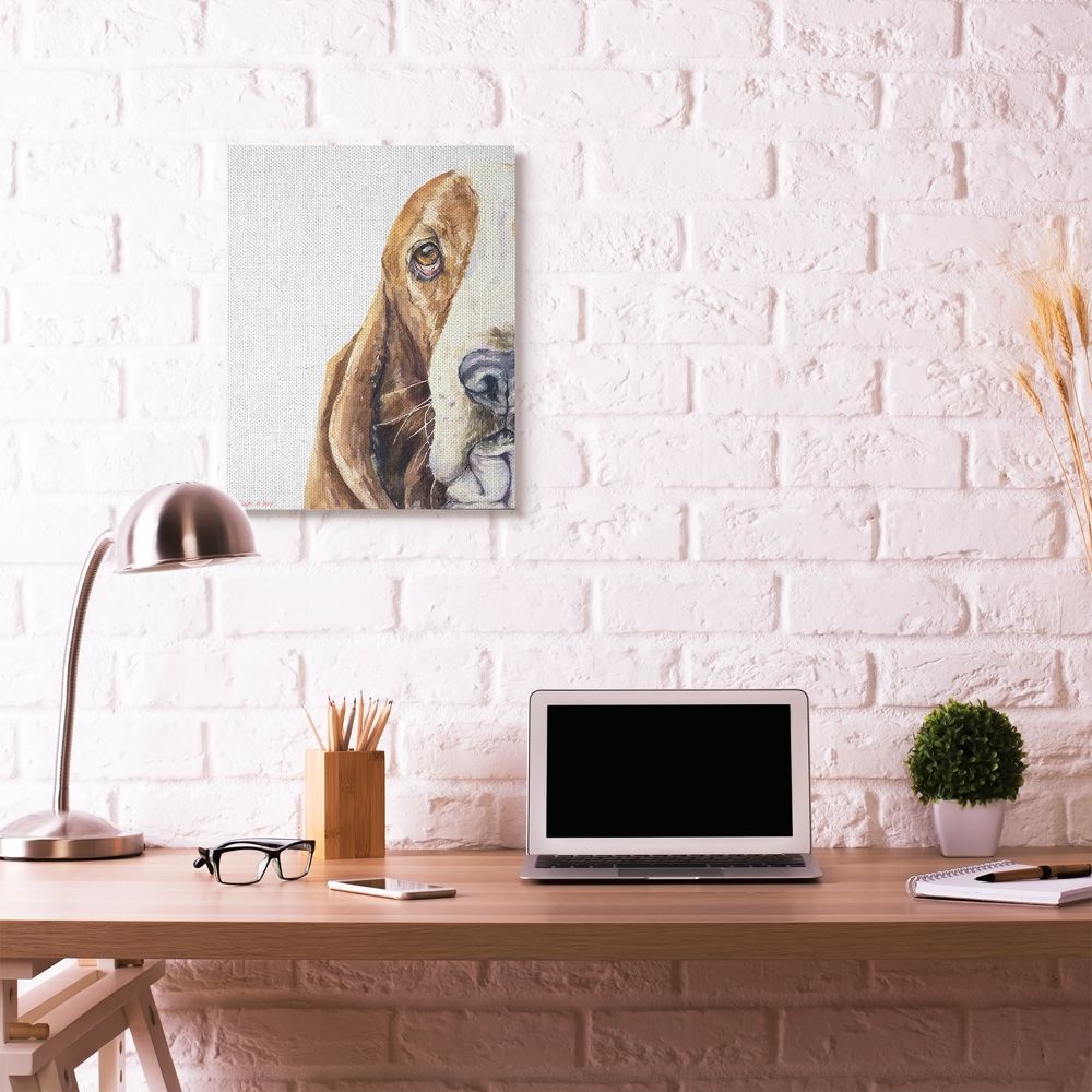 Stupell Industries Cute Large Dog Head Basset Hound Pet Animal Watercolor Painting Canvas Wall Art by George Dyachenko