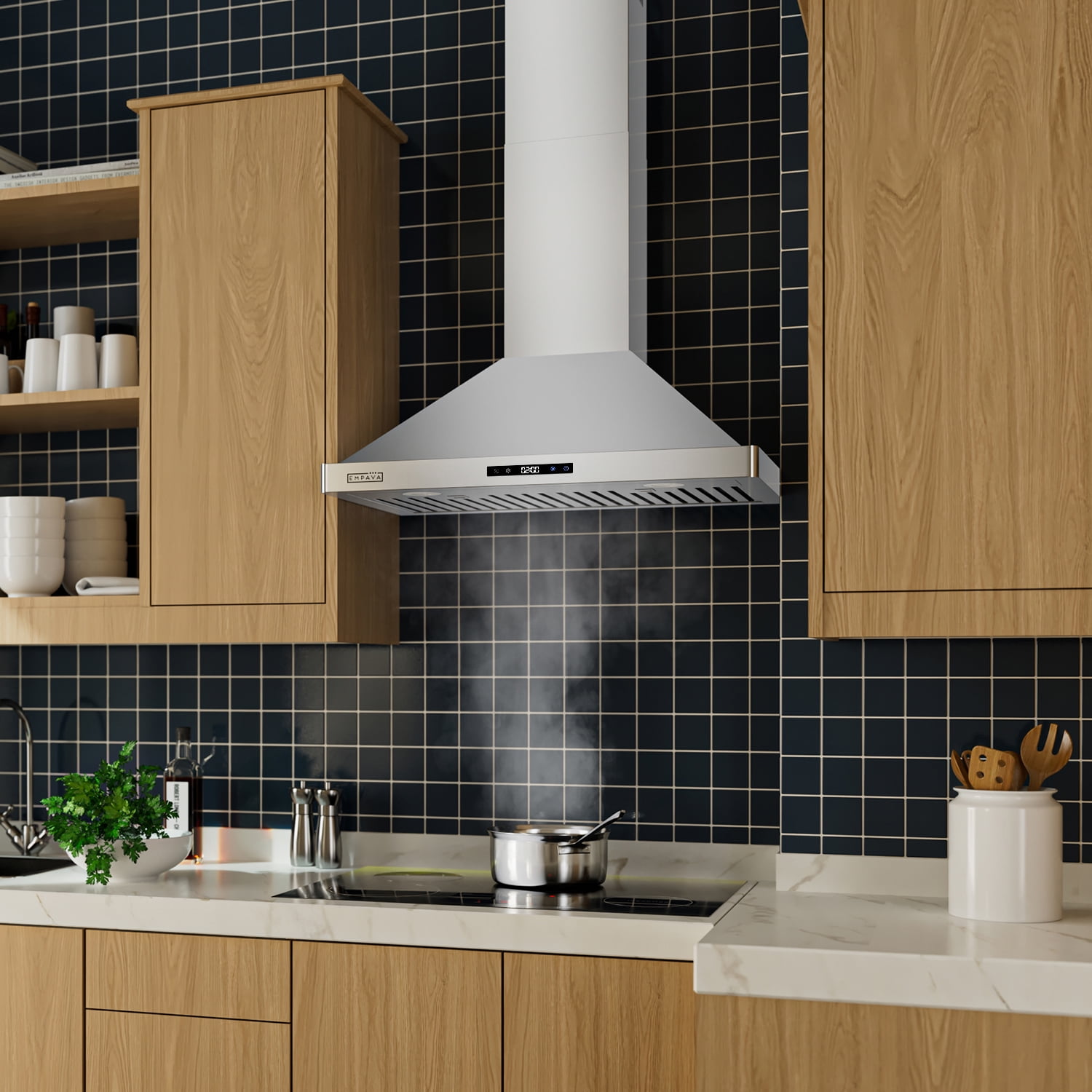 30 in. 400 CFM Ducted Kitchen Wall Mount Range Hood with Light in Stainless Steel