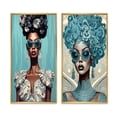 thumbnail image 2 of Designart "Africanogue Goddess in Retro Blue Fashion I" African American Woman Framed Wall Art Set Of 2 - Glam Blue Framed Wall Art Set Of 2, 2 of 6
