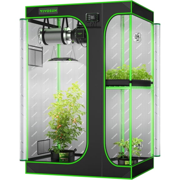 VIVOSUN D325 2-in-1 3x2 Grow Tent, 36"x24"x53" High Reflective Mylar with Multi-Chamber and Floor Tray for Hydroponic Indoor Plant