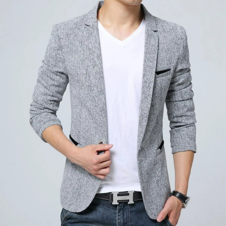 BROWON New Arrival Mens Blazer Jacket Suit Wedding Prom Party Slim Fit Smart Casual Suit Men Jacket Business Men Suit Jacket Walmart