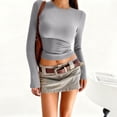 thumbnail image 2 of SELONE Undershirts Long Sleeve Women Crewneck Shirt Tops Soild Tight Bottom Underwear Clothes Purple, 2 of 3