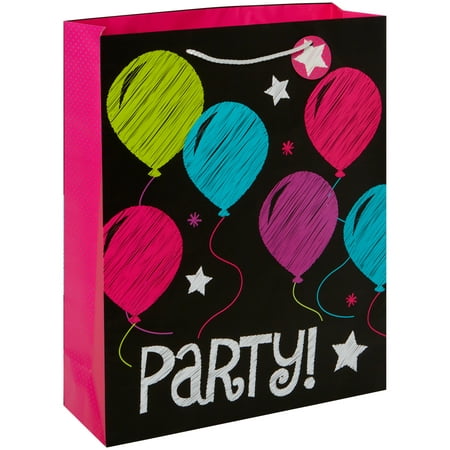 Way to Celebrate Gift Bag, Jumbo, Chalkboard, Balloons, Bright Colors