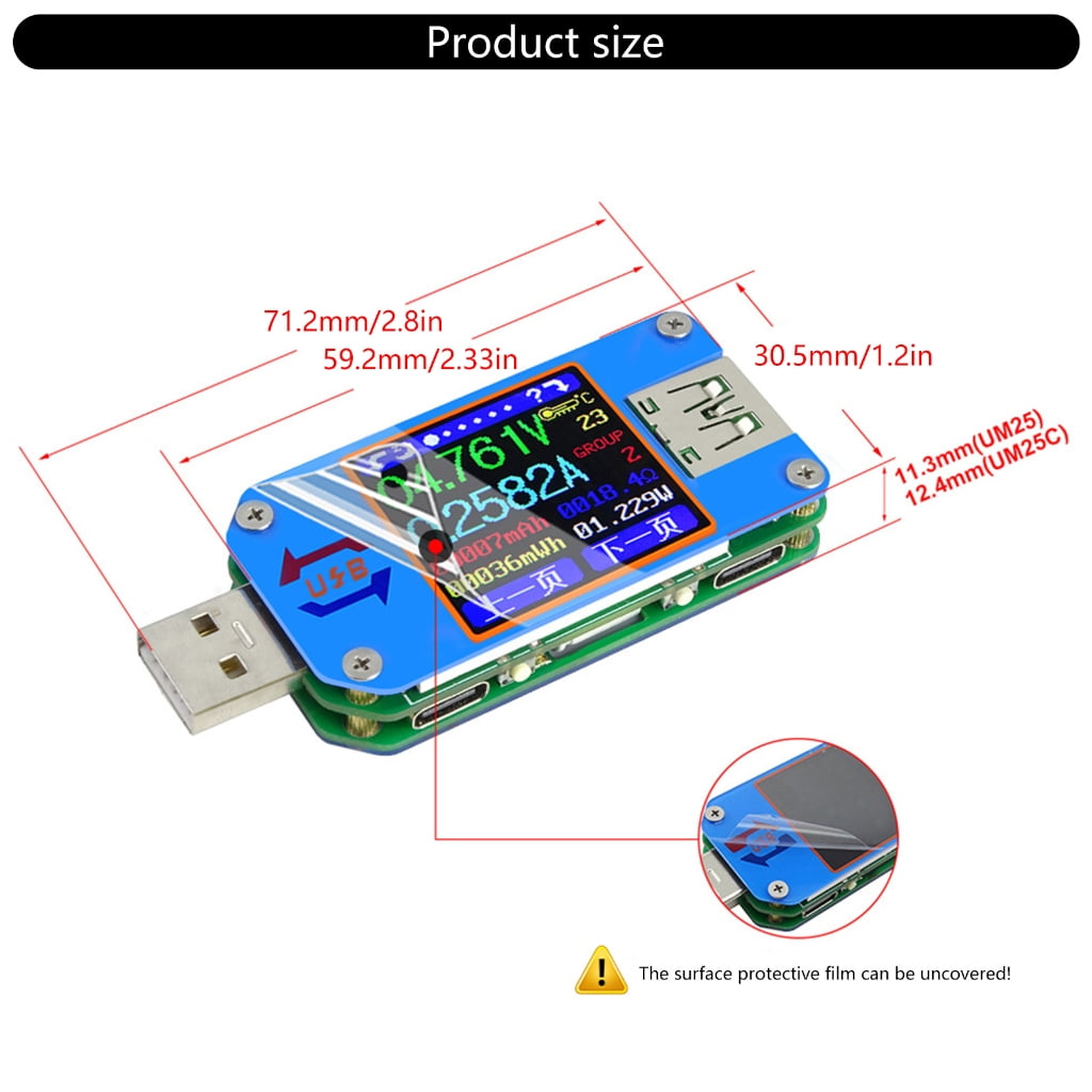 WINDLAND USB Power Meter 4-24V 5A LCD USB Voltage Current Display USB Tester Multimeter USB Current Meter Tester LCD Display