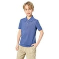 thumbnail image 2 of Zfeel Kids Polo, Soft Cotton-Poly Pique, Uniform Top for Boys & Girls, China Blue, M, 2 of 5