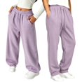 thumbnail image 3 of GobdXE Girls' Solid Jogger Sweatpants with Drawstring Elastic Waist and Pockets Purple,8-9 Years, 3 of 4