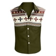 thumbnail image 3 of IWRICH Plus Size Tank Tops for Men Western Cowboy Collar Sleeveless Button down Shirts Stylish Vacation Tops Army Green S, 3 of 4