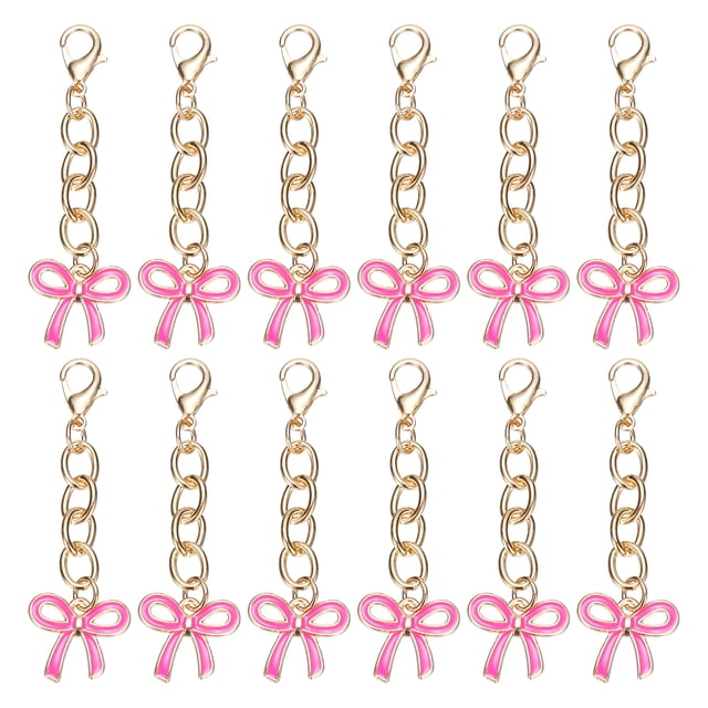 Uxcell 12Pcs Llavero de Moño Rojo Rosa para Fiestas, Llavero de Moño para Cumpleaños, Regalos para Despedida de Soltera, Cumpleaños y Día de San Valentín