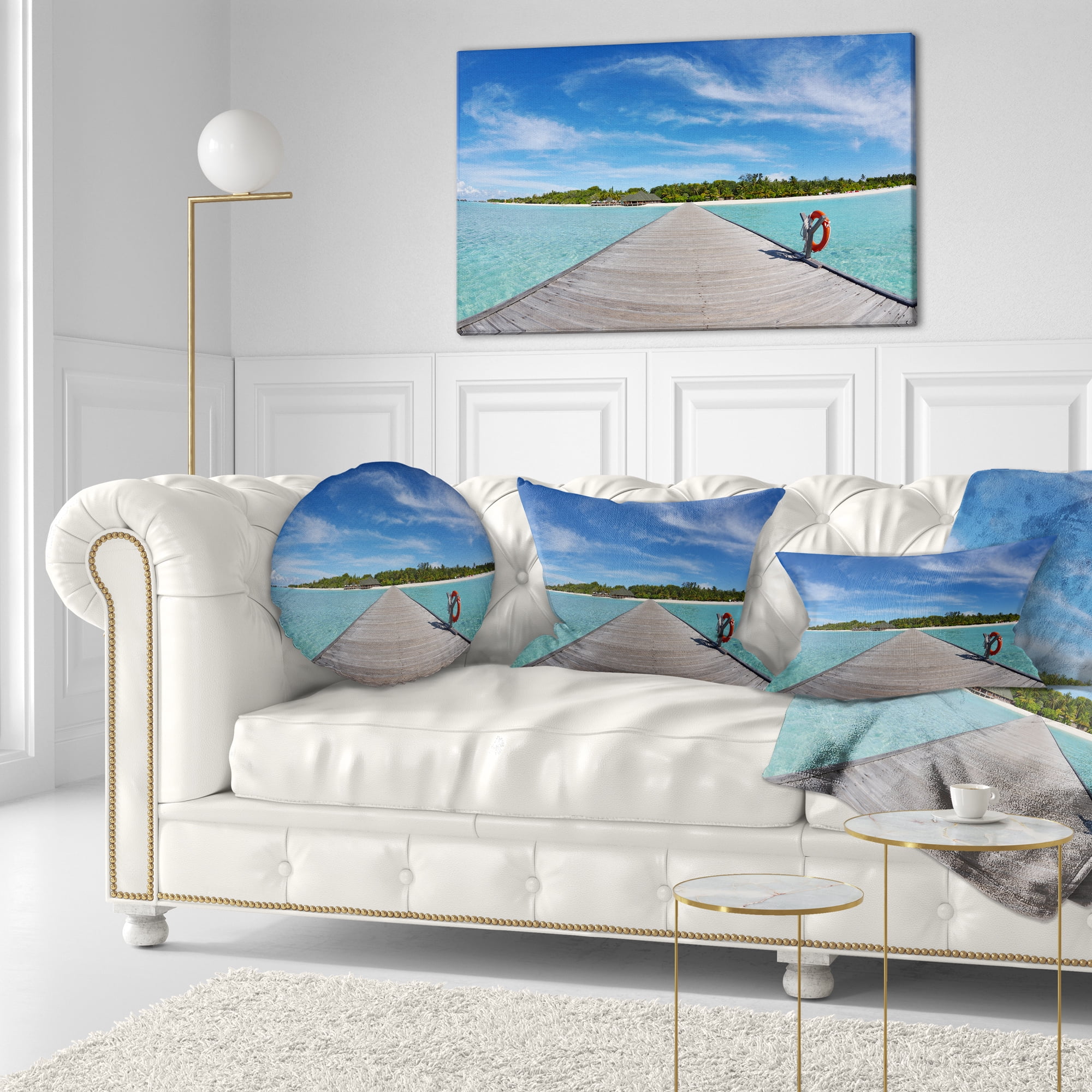 Designart 12" x 20" Blue Polyester Throw Pillow